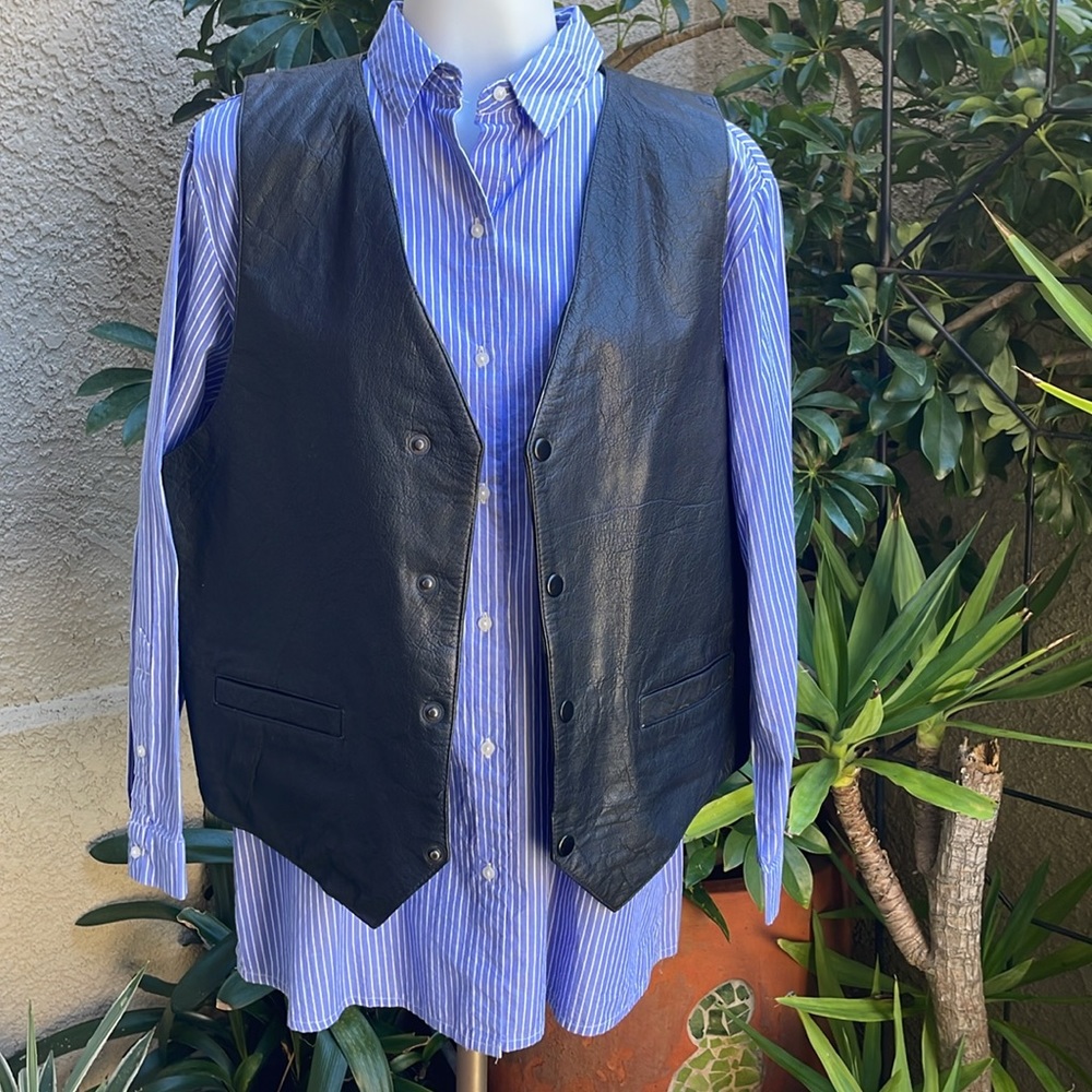 Vintage black Global Best leather vest